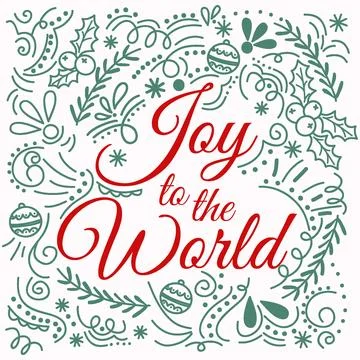 Joy to the world lettering with christmas elements Stock Illustration
