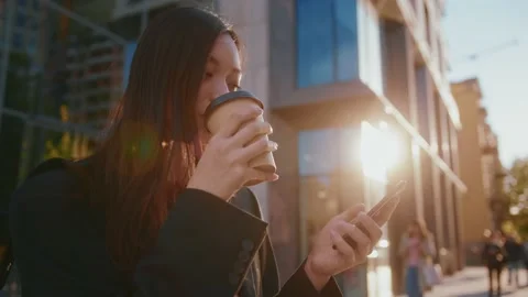 Joyful affectionate young beautiful asian woman with long black hair using Stock Footage 156510153