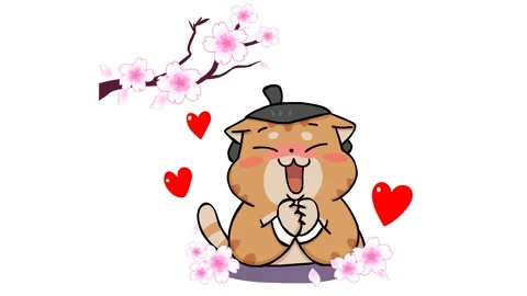 Joyful Animation Under Sakura Tree Stock Footage 282777194