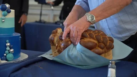 A Joyful Bread Cutting Ceremony with a Beautiful Cake and Exquisite Table Video stock 291010577