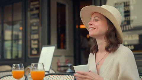 Joyful Cafe Experience in the City Stock Footage 264363042