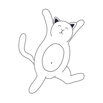 Joyful cat jumping simple doodle illustration Ilustración de archivo