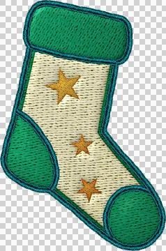 Joyful Christmas stocking embroidery patch with handmade stitch. festive cr.. Stock Illustration