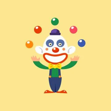 Joyful Clown Juggling Stock Illustration