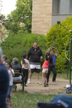 Joyful community outing demonstrating support and accessibility features Stock Photos