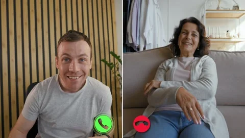Joyful connection during online call between family members Stock Footage 305541276