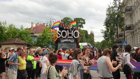 Joyful crowd during the Baltic Pride 2025 celebration 3 Stock Footage 311019049