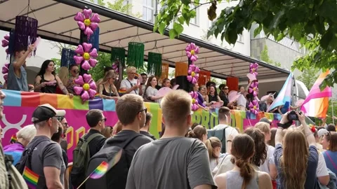 Joyful crowd during the Baltic Pride 2025 celebration 2 Stock Footage 311019052