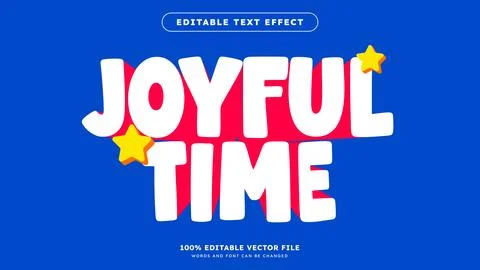 Joyful cute editable vector text effect Stock Illustration