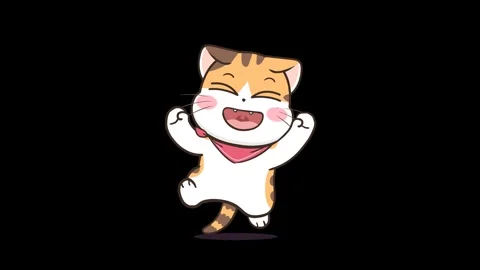 Joyful Dancing Cat Animation with Transparent Background Stock Footage 282784887