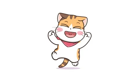 Joyful Dancing Cat Animation with White Background Stock Footage 282784798