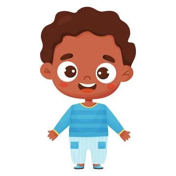 Joyful dark-skinned smiling boy. character emotion. Vector illustration in .. Stock Illustration