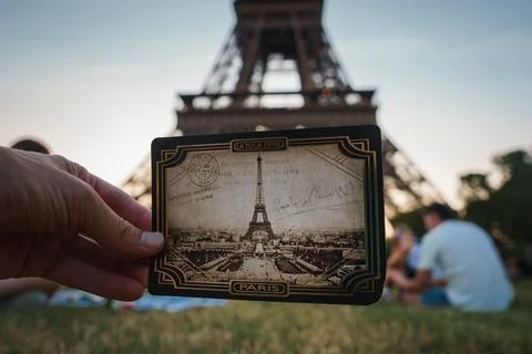 Joyful Display of Vintage Eiffel Tower Photo Stock Photos