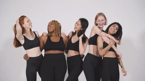 Joyful diverse models posing, having fun, laughing. Stock Footage 150542618