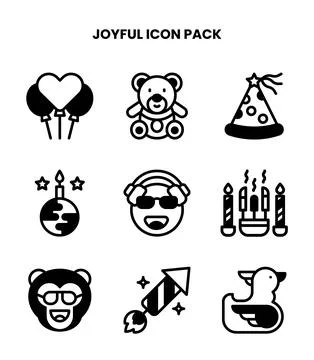 Joyful DuoTone UI Icons Pack Stock Illustration