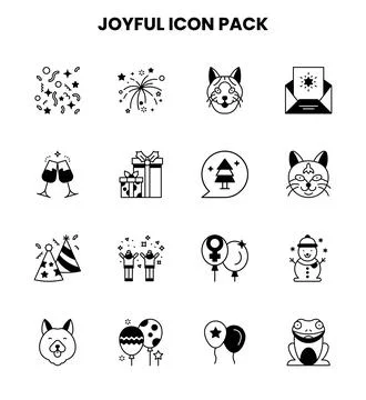 Joyful DuoTone Vector Icons Pack Stock Illustration