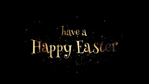 Joyful Easter greeting display, elegant typography with golden text shining Stock Footage 297122692