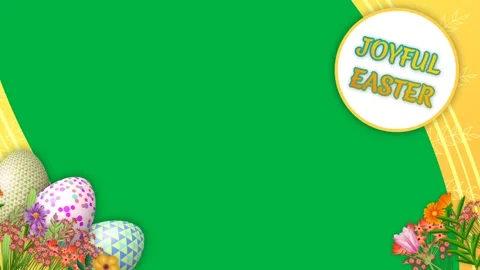 Joyful easter greetings in green screen with decorated eggs and beautiful f.. Stock Footage 268573440