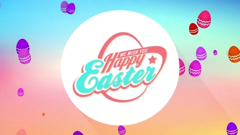 Joyful easter neighbours crowd supper banquet invite cardboard with conceptual Stock Footage 130602599