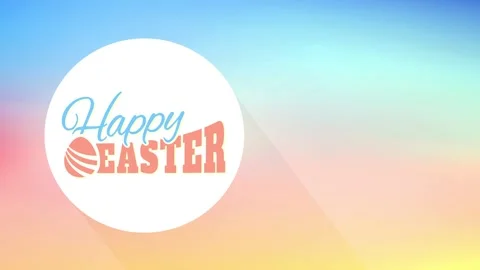 Joyful easter postcard for surprise eggshell hunt party with aged refined offset Stock-Footage 130602098