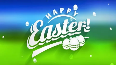 Joyful easter vacation cardboard with white 3d printing and trial decorated toy Stock Footage 130927659