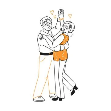 Joyful Elderly Couple Dancing Together Stock Illustration