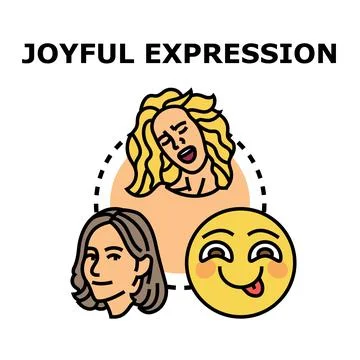Joyful expression concept showing different emotions Stock Illustration