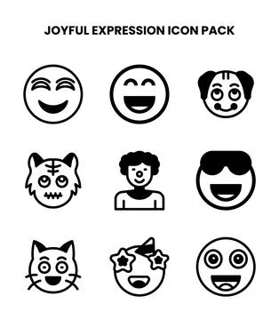 Joyful Expression DuoTone Bundle Icons Pack Stock Illustration