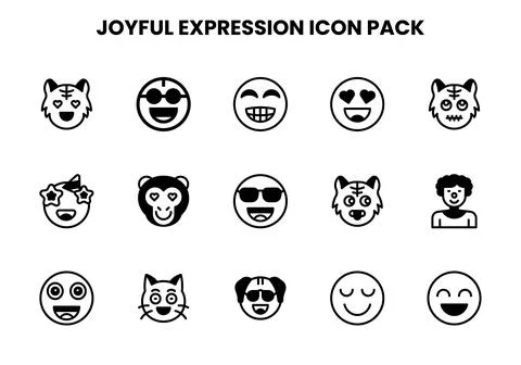 Joyful Expression DuoTone Bundle Icons Pack Stock Illustration