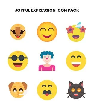 Joyful Expression Flat Icons Pack Stock Illustration
