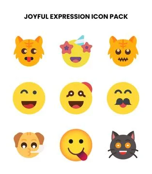 Joyful Expression Flat UI Icons Pack Stock Illustration