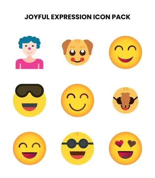 Joyful Expression Flat UI Icons Pack Stock Illustration