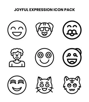 Joyful Expression Line UI Icons Pack Stock Illustration