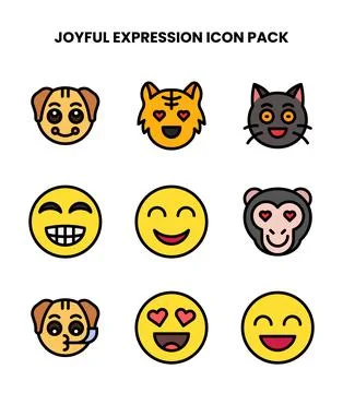Joyful Expression Lineal Color UI Icons Pack Stock Illustration