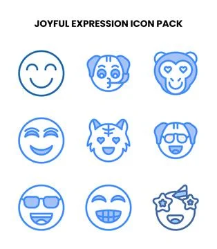 Joyful Expression Two Colour Scalable Icons Pack Stock Illustration