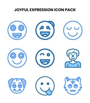 Joyful Expression Two Colour UI Icons Pack Stock Illustration