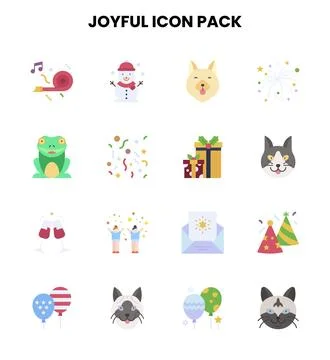 Joyful Flat Graphics Icons Pack Stock Illustration