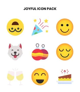 Joyful Flat UI Icons Pack Stock Illustration