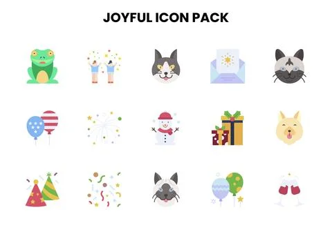 Joyful Flat UI Icons Pack Stock Illustration