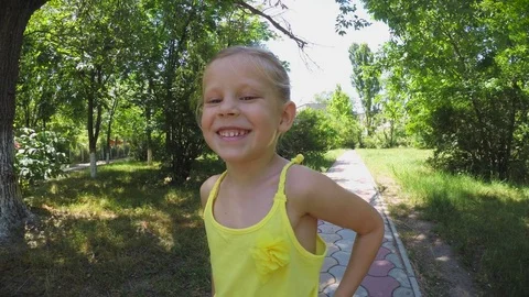 Joyful girl on nature Stock Footage