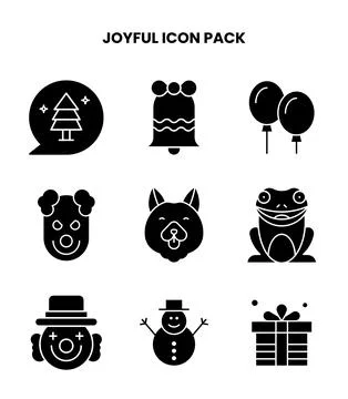 Joyful Glyph Bundle Icons Pack Stock Illustration