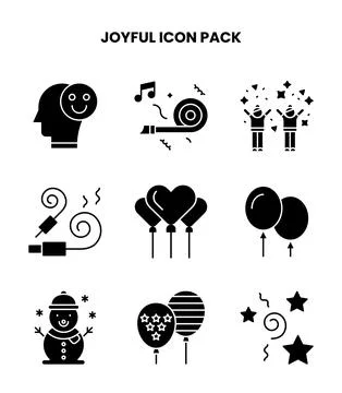 Joyful Glyph Graphics Icons Pack Stock Illustration