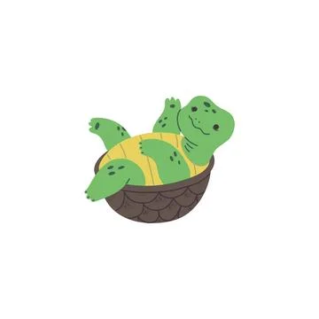 Joyful green turtle vector for children's design, isolated illustration. Stock Illustration