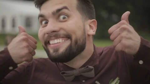 Joyful groom shows ring Stock Footage 89785513