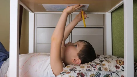 Joyful learning in early years. Upside down drawing. Kindergarten concept. Happy Stock Footage 123977755