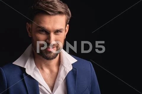 Joyful man expressing positive emotions Stock Photos
