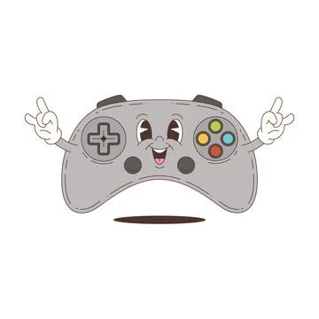 Joyful mascot game controller character with expressive face and hand gesture Stock Illustration