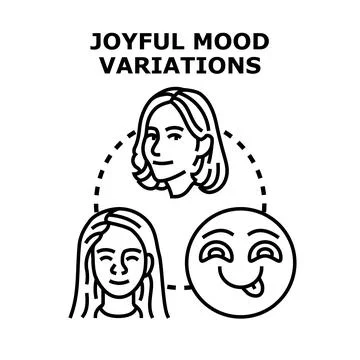 Joyful mood variations illustrating human emotion expressions Stock Illustration