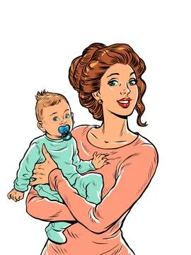 Pop Art Mom Illustrations ~ Stock Pop Art Mom Vectors