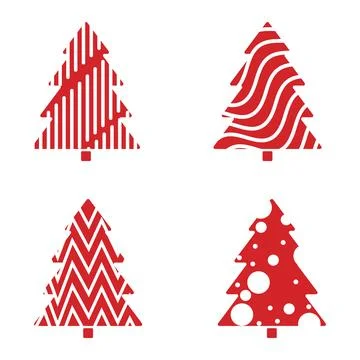 The joyful pattern collection of red Christmas tree elements. Christmas Ele.. Illustrazione stock